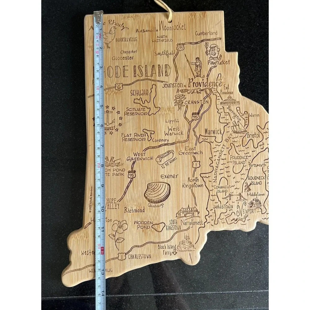 Rhode Island Map Laser Engraved Wood Cutting Board Cheese Tray By Totally Bamboo